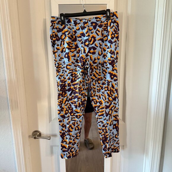 MSGM Animal Print Pattern Pant Size 42 Color Blue Orange - Picture 2 of 5